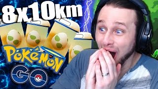 Hatching EIGHT 10 km EGGS! And I GET A CHARIZARD! (Pokemon Go)