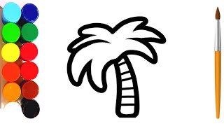How to Draw a Palm Tree For Kids Step by Step and Coloring | Palm Tree Drawing #drawing #palmtree