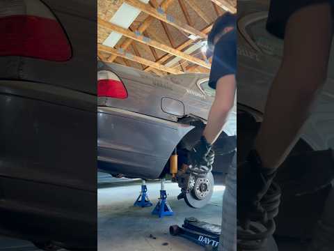 Adjusting BMW E46 rear coilovers! #bmw #e46 #driftcar #carmodification #coilovers #low #car #racecar