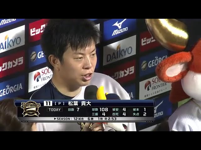 バファローズ松葉投手ヒーローインタビュー 2014/7/29 Bs-L