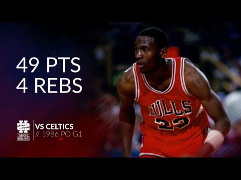 Michael Jordan 49 pts 4 rebs vs Celtics 1986 PO G1