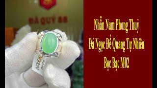 Nhẫn Đá Ngọc Đế Quang Tự Nhiên Xanh Ngọc Bạc Ta 02