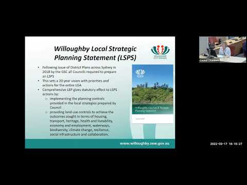 Launch webinar held on Thurs 17 Mar 2022, about proposed changes to planning controls across Willoughby City