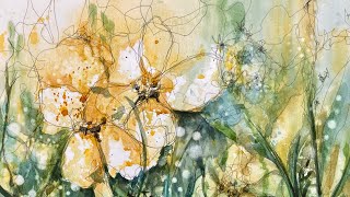 abstract floral WATERCOLOR - relaxing painting process - 327