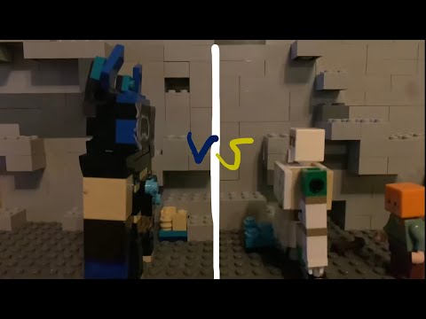 Lego Minecraft animation warden vs Iron golem￼￼