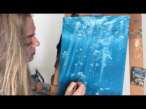 TUTO COMMENT PEINDRE DES BULLES SOUS L'EAU -peinture facile pour artistes débutants & intermédiaires