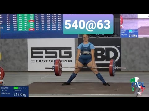 Massive 540kg total for 63 worlds medalist Chiara Bernardi