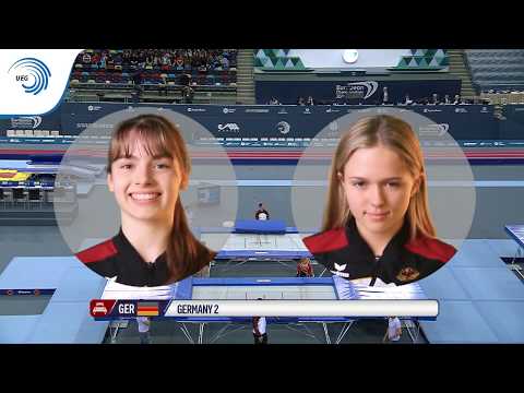 Christine SCHULDT & Isabel BAUMANN (GER) - 2018 Trampoline Europeans, junior synchro final