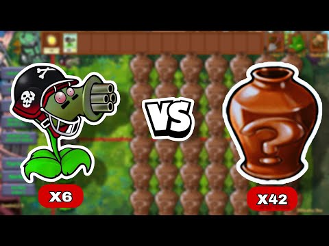Can 6 Zombie Gatling Peas Survive 42 Mystery Vases? | PvZ Fusion Challenge