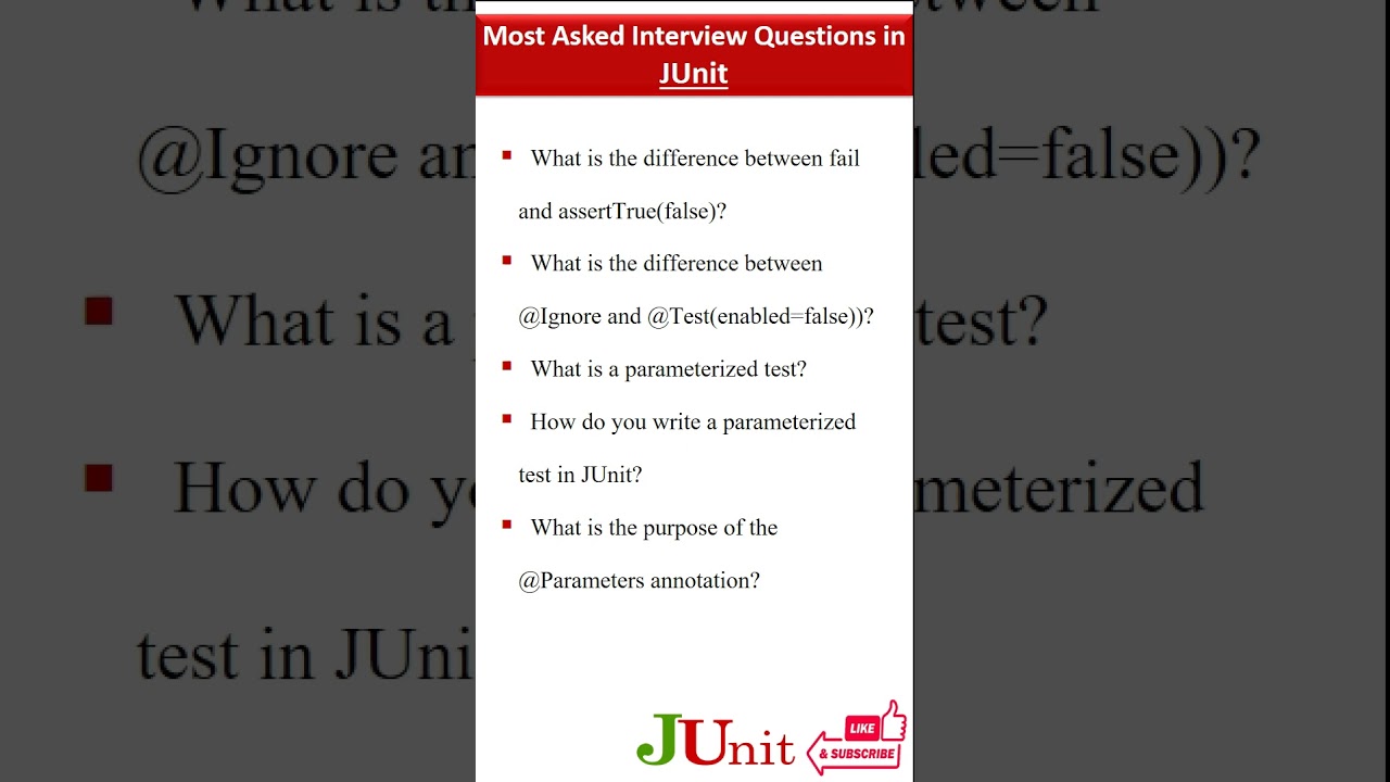 Important JUnit Interview Questions #junit #java