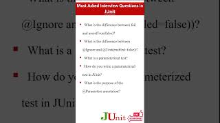 Important JUnit Interview Questions #junit #java