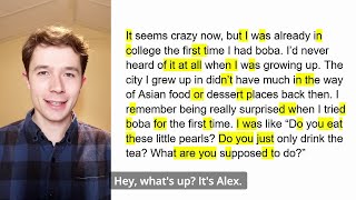American English Connected Reading | Food You Tried For The First Time