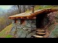 Man Builds House With STONES And LOGS In The Mountain Start To Finish By LesnoySpeed