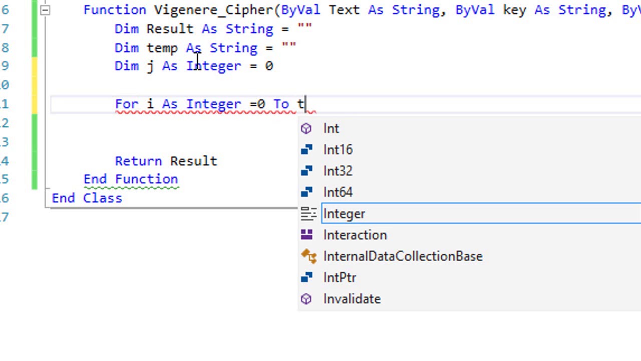 Vigenere Cipher Encryption in VB 2015