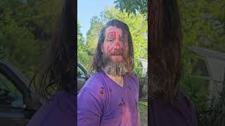 Groovy getting ready for his big scene #indiehorror #indiefilmmaking