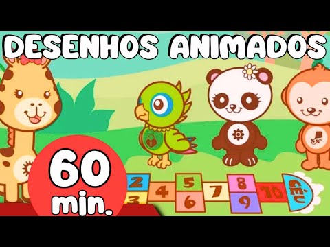 Desenhos Educativos para Crianças: 1 HORA de Desenhos Animados Musicais - Animazoo Kids 🦁 🐼🐵🦒🦜