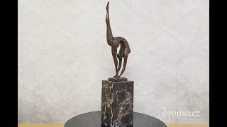Art Deco bronzová socha abstraktní tanečnice Milo – signovaná, číslovaná, mramorový podstavec