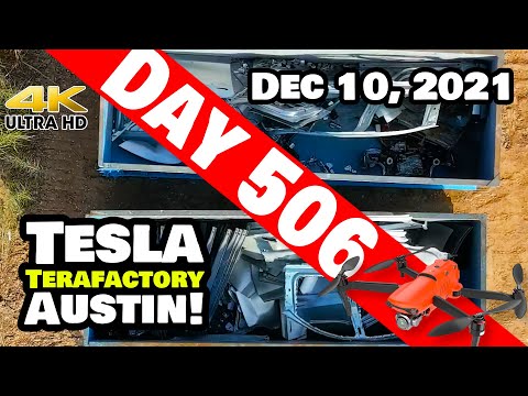 Tesla Gigafactory Austin 4K  Day 506 - 12/10/21 - TESLA IS THROWING AWAY CAR PARTS AT GIGA TEXAS!