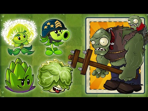 Mega Gatling Pea & Other Green Plants With 5 Plant Food Vs Gargantuar - Plants vs Zombies 2 v9.8.1
