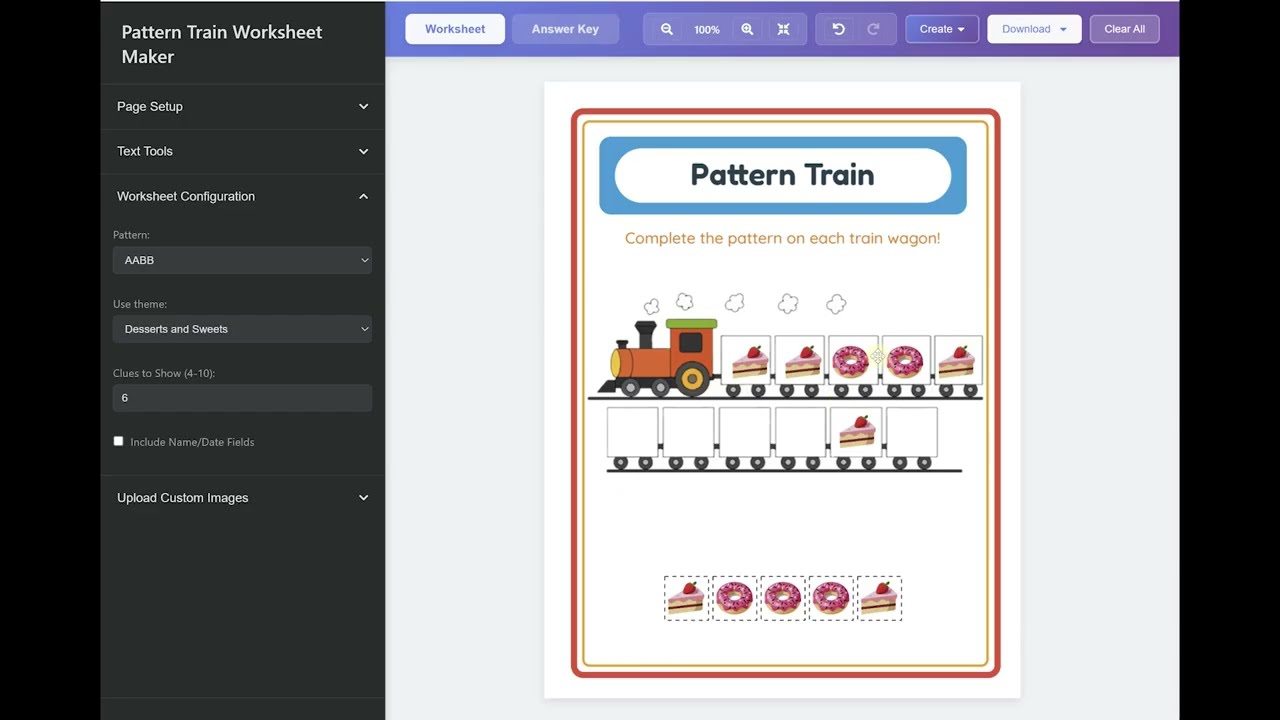 How to Create Pattern Train Worksheets with Five Pattern Types — Step-by-Step Tutorial