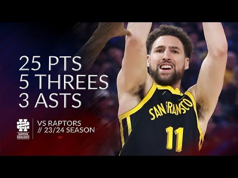 Klay Thompson 25 pts 5 threes 3 asts vs Raptors 23/24 season