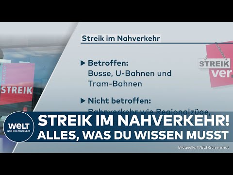ÖPNV-STREIK: Bus, Tram und U-Bahn stehen still | Verdi legt öffentlichen Personennahverkehr lahm