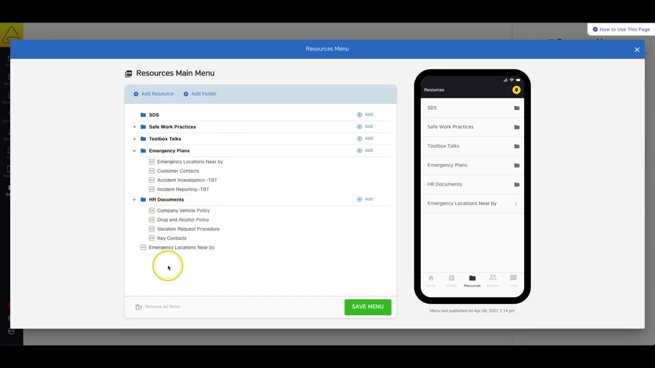 How to Customize Your SiteDocs Resource Menus