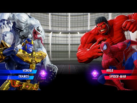 Anti-Venom & Thanos vs Red Hulk & Spiderman (Very Hard) - Marvel vs Capcom | 4K UHD Gameplay
