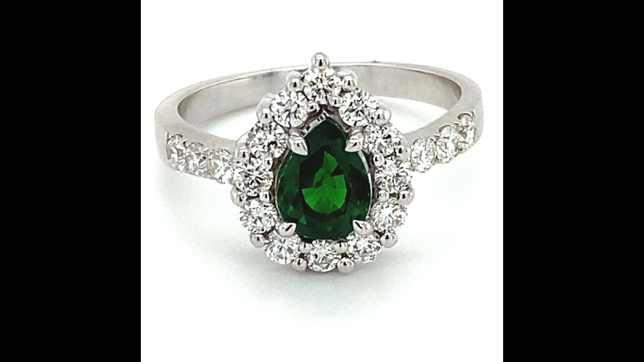 Tsavorite 1.45ct Diamonds Solid 14K White Gold Ring