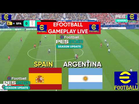 eFootball Pes 2021 - Argentina vs Spain I Full Match Simulation I Football Video Game I