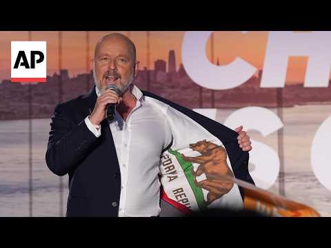 Steve Hilton recalls Schwarzenegger's California governorship in speech to supporters