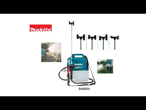 Makita DUS054Z Cordless garden sprayer 18V Li-ion, 5 l. tank, 2,1kg, be akumuliatoriaus ir kroviklio video