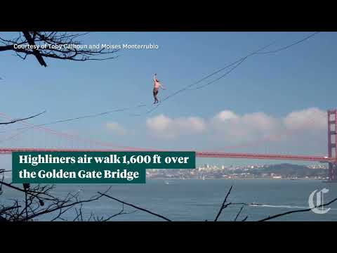 Highliners air walk 1,600 ft over the Golden Gate Bridge