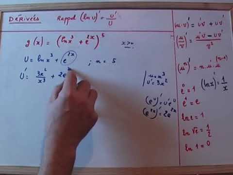 Formules de dérivation d'une fonction logarithme avec puissances.