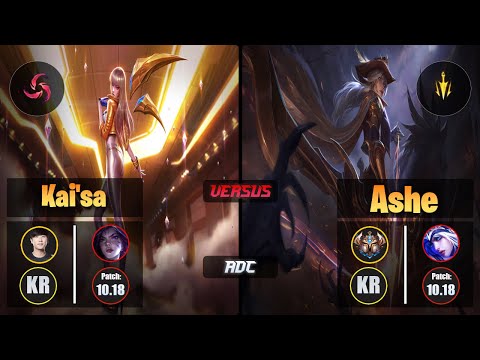 Ruler KAI'SA (ADC) [Hail of Blades] VS ASHE - Challenger KR Patch 10.18
