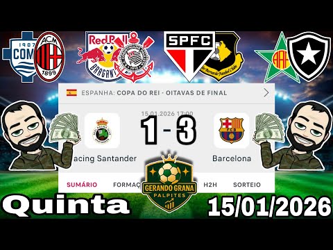PALPITES DE FUTEBOL PARA HOJE 15 01 2026 QUINTA - FEIRA COM PLACARES EXATOS, BILHETE PRONTO + ZEBRA