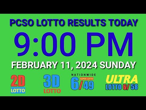 9pm Lotto Result Today February 11, 2024 Sunday ez2 swertres 2d 3d pcso