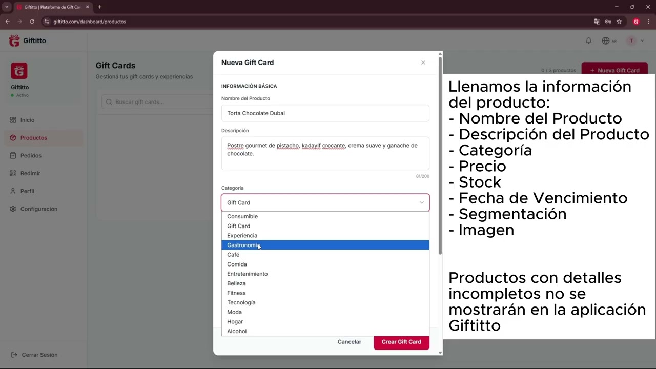 Como crear una Gift Card