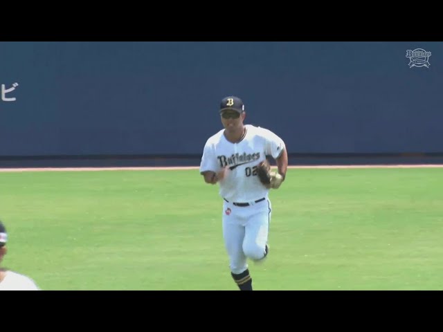 【ファーム】バファローズ・山中尭之 素早い返球でアウトを奪う!! 2022年7月9日  オリックス・バファローズ 対 広島東洋カープ