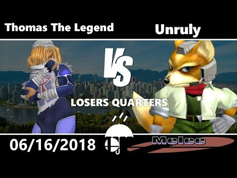 Rain City 2 Melee: Losers Quarters - Thomas The Legend (Sheik) vs Unruly (Fox, Peach)