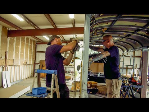 Skoolie roof raised window frames finished - transition started