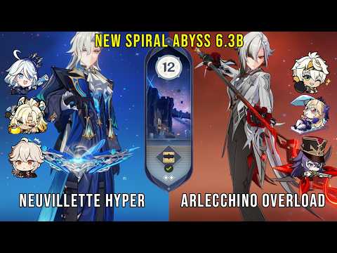C0 Neuvillette Hypercarry and C0 Arlecchino Overload | Genshin Impact Abyss 6.3b Floor 12 9 Stars