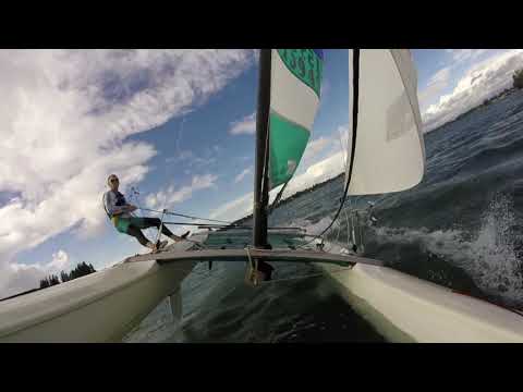 Hobie 18 Singlehand, capsize and turtle.