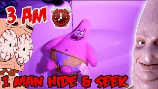 (HOUSE FLOODED?!) 3 AM OVERNIGHT ONE MAN HIDE AND SEEK CHALLENGE PATRICK STAR SPONGEBOB (GONE WRONG)