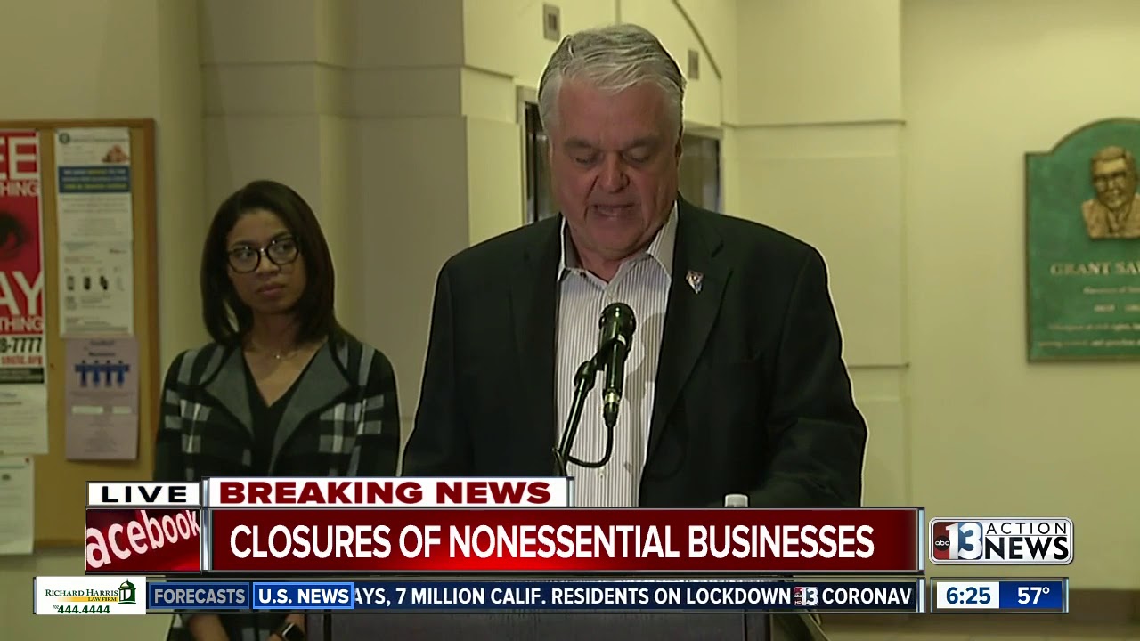 Nevada Gov. Sisolak announces 30 day closure of nonessential businesses
