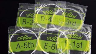 Video thumbnail for Alice 3 Packs A106 Hard Tension Clear Nylon Silver Plated Copper Alloy Wound Classical Guitar String by ITR Reviews