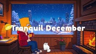 Tranquil December Cabin 🌨️CaFé LoFi Hip Hop | Relaxing Winter Night & Cozy Fireplace to Sleep, Chill
