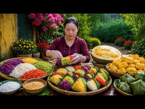 Trieu Mai Huong’s Five Color Jackfruit Sticky Rice Recipe | Popular Market Dessert in Village Life
