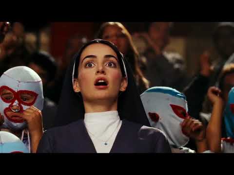 Nacho Libre trailer frame showing Ramses in the ring with cheering crowd