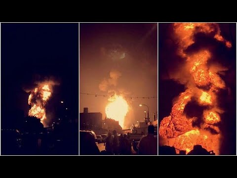 شاهد انفجار خط أنابيب نفط بالبحرين
